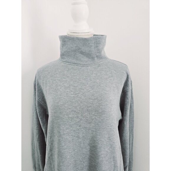 Haven Well Within Fleece Turtleneck Mock Midi Gray Sweater Sweat Shirt Dress M - Picture 3 of 13
